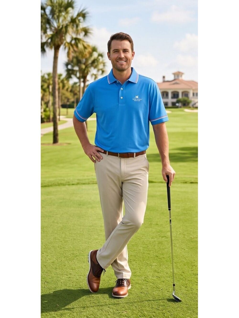 FootJoy Hobe Sound Golf Club Men's L Blue Performance Golf Polo - Flaw